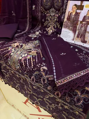 Luxury Chiffon Embroidered Suit with Sequin Work