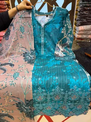 Printed Swizz Cotton Suit with Quata Dupatta