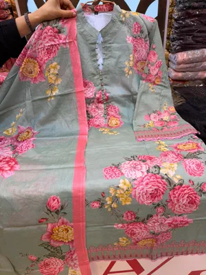 Pakistani Swizz Cotton Printed Suit with Palazzo Salwar