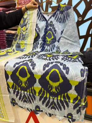 Stylish Swizz Cotton Printed Suit with Palazzo Bottom