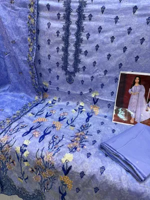 Designer Swizz Cotton Printed Suit with Panel Detail