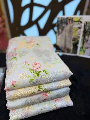 Pakistani Swizz Cotton Printed Suit with Rayon Embroidery