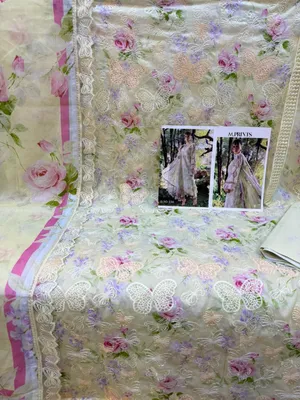 Elegant Swizz Cotton Suit with All Over Thread Embroidery