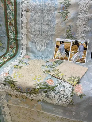 Elegant Swizz Cotton Suit with All Over Embroidered Front