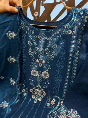 Elegant Step Swizz Cotton Suit with Laser Cut Boring Detail