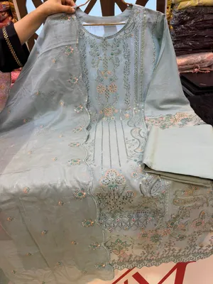 Elegant Step Swizz Cotton Suit with Laser Cut Boring Detail