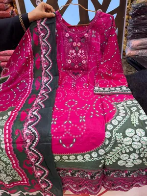 Pakistani Swizz Cotton Printed Suit with Cotton Dupatta