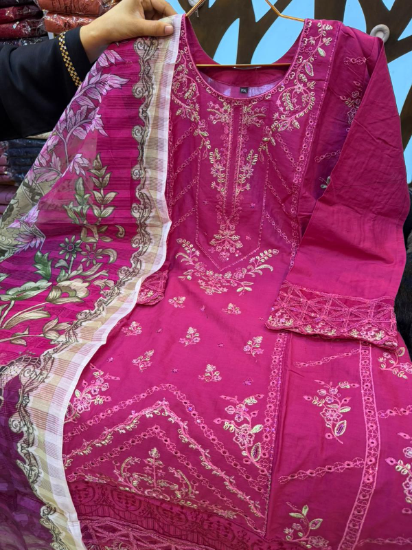 Pakistani Swizz Cotton Printed Suit with Quata Dupatta