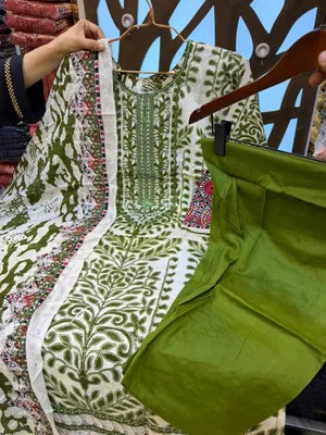 Premium Swizz Cotton Printed Suit with Boring Detail