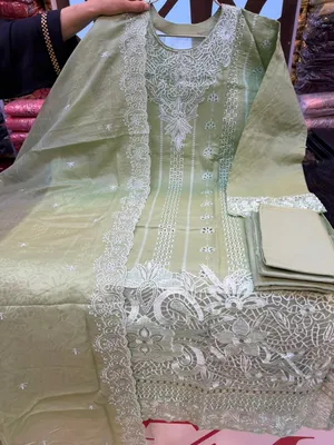 Pakistani Swizz Cotton Printed Suit with Embroidered Cotton Dupatta