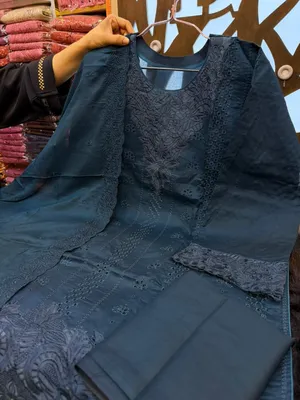 Designer Swizz Cotton Printed Suit with Embroidered Dupatta