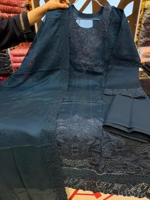 Designer Swizz Cotton Printed Suit with Embroidered Dupatta