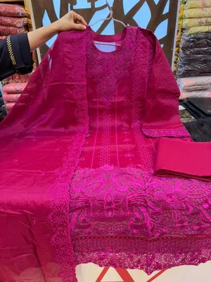 Classic Swizz Cotton Suit with Panel Embroidery Finish