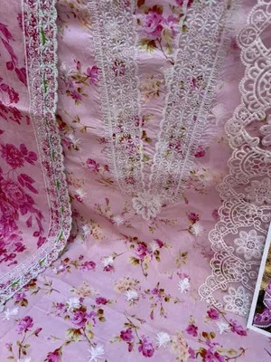 Pakistani Swizz Cotton Printed Suit with Rayon Thread Embroidery