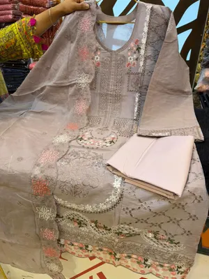 Pakistani Swizz Cotton Printed Suit with Embroidered Cotton Dupatta