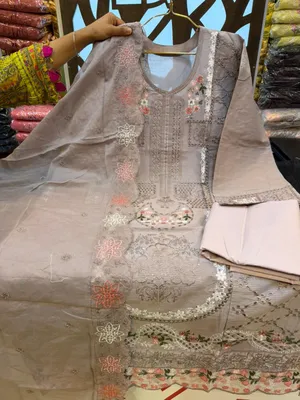 Pakistani Swizz Cotton Printed Suit with Embroidered Cotton Dupatta