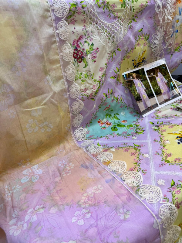 Pakistani Swizz Cotton Printed Suit with Rayon Thread Embroidery