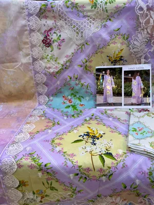 Pakistani Swizz Cotton Printed Suit with Rayon Thread Embroidery