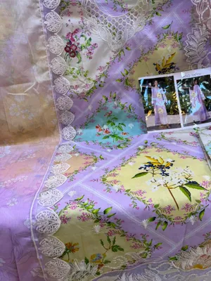 Pakistani Swizz Cotton Printed Suit with Rayon Thread Embroidery