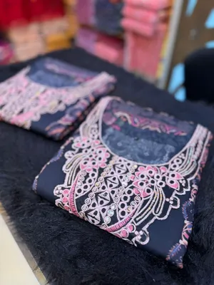 Classic Swizz Cotton Printed Suit with Palazzo Style Bottom