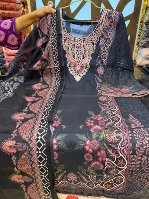 Classic Swizz Cotton Printed Suit with Palazzo Style Bottom