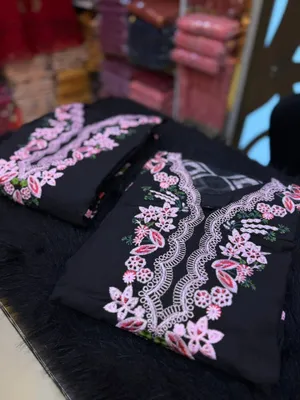 Slub Cotton Swizz Lawn Suit with Embroidery and Lace Work