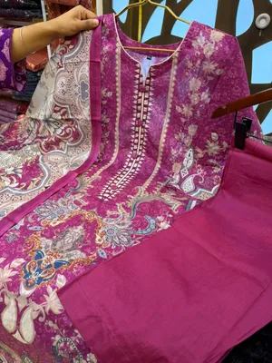 Fashionable Pakistani Cotton Printed Suit with Palazzo Design