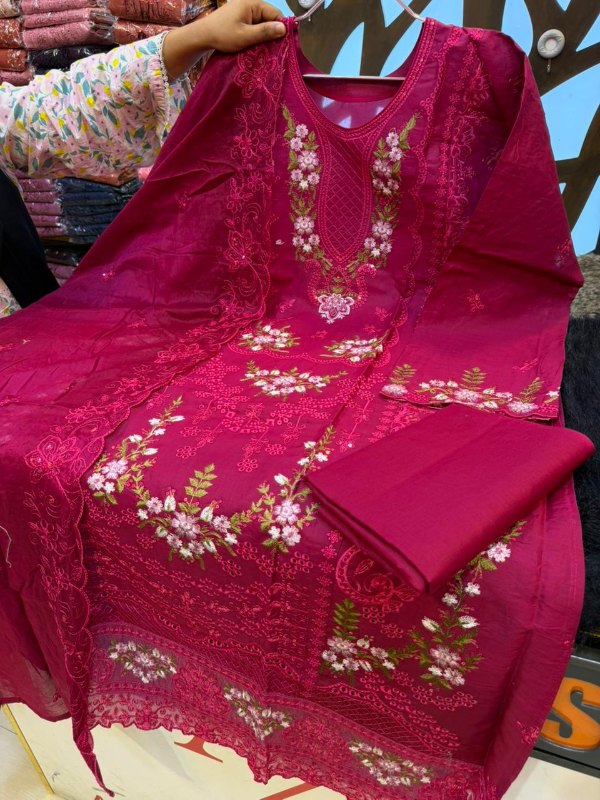 Graceful Swizz Cotton Printed Suit with Fine Embroidery Detail