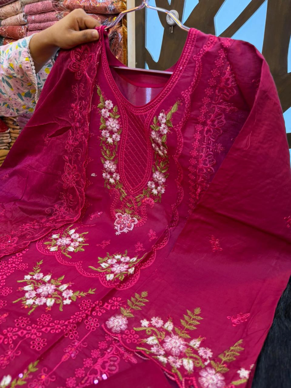 Graceful Swizz Cotton Printed Suit with Fine Embroidery Detail