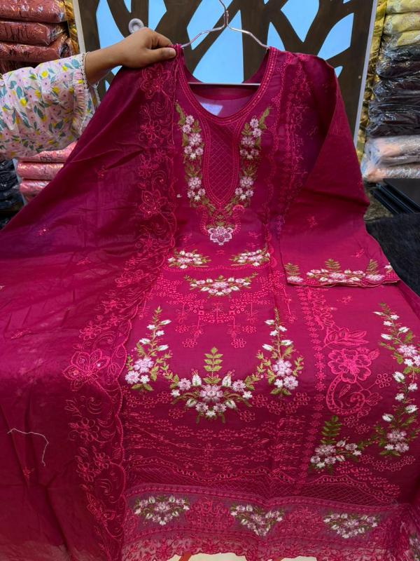 Graceful Swizz Cotton Printed Suit with Fine Embroidery Detail