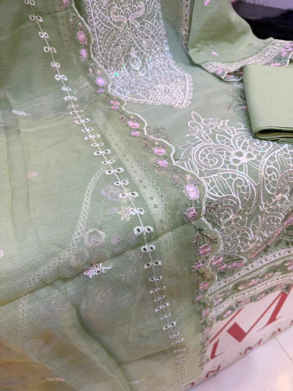 Pakistani Step Cotton Suit with Embroidery and Laser Cut Detail
