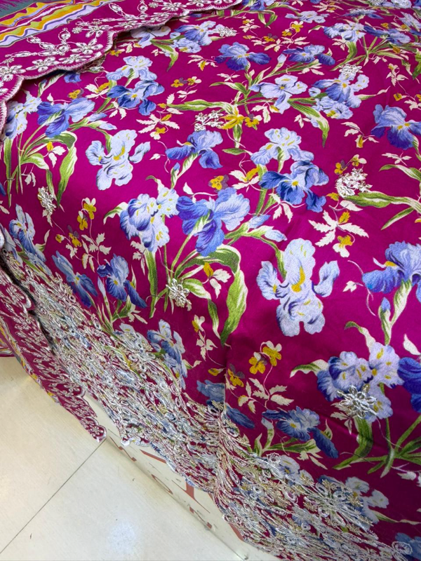 Designer Swizz Cotton Suit with Boring and Sequence Finish