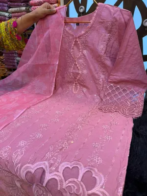 Signature Jacquard Cotton Self Pattern Suit with Printed Quata Dupatta