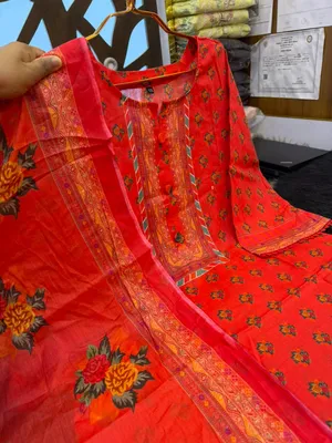 Luxe Swizz Cotton Suit with Embroidered Panel Accents