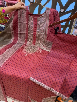 Contemporary Swizz Cotton Suit with Stylish Palazzo Silhouette