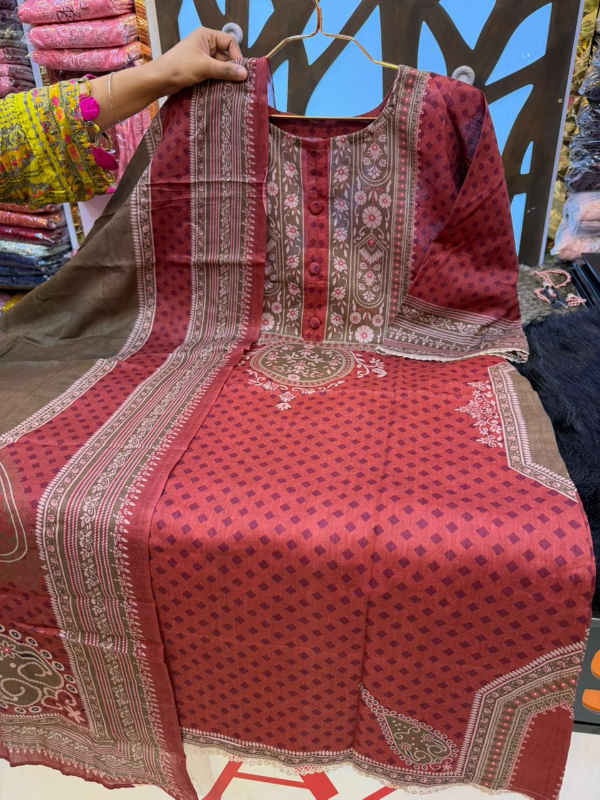 Contemporary Swizz Cotton Suit with Stylish Palazzo Silhouette