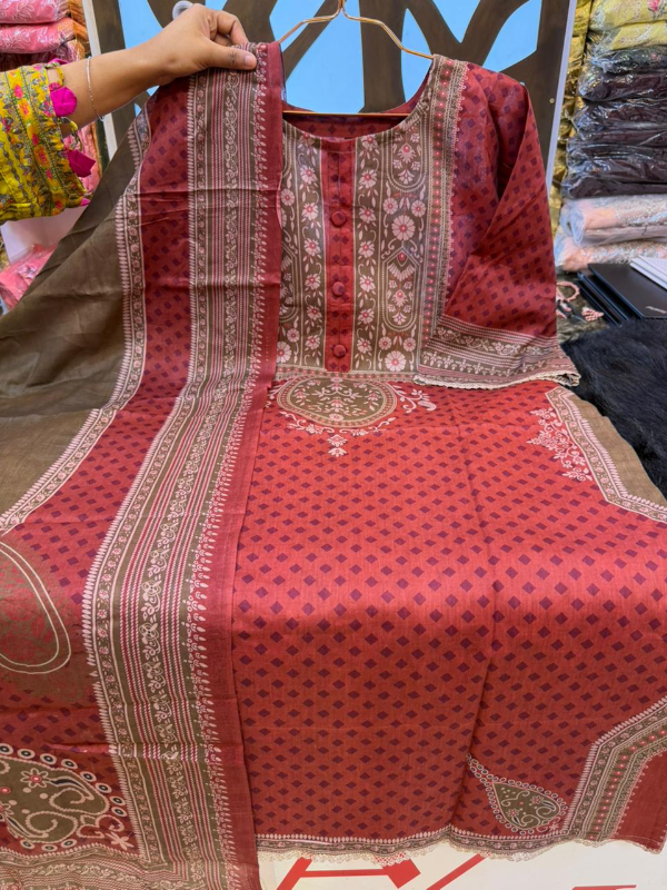 Contemporary Swizz Cotton Suit with Stylish Palazzo Silhouette