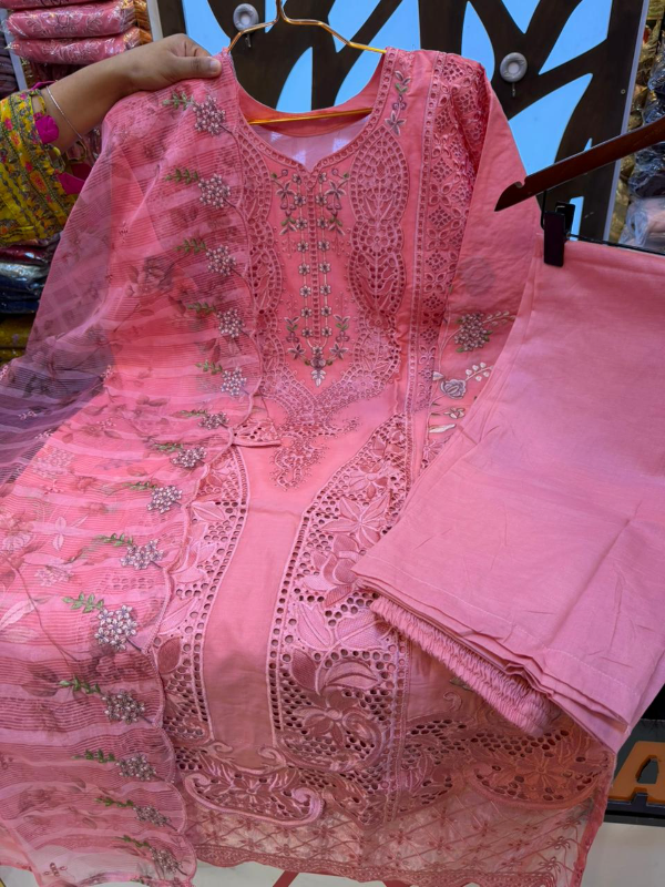 Contemporary Swizz Lawn Cotton Suit with Quata Embellished Dupatta