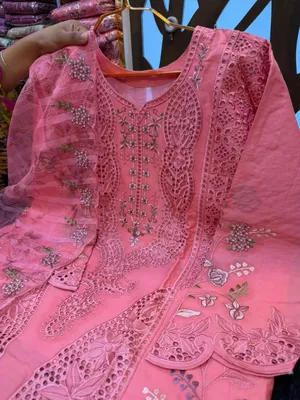 Contemporary Swizz Lawn Cotton Suit with Quata Embellished Dupatta