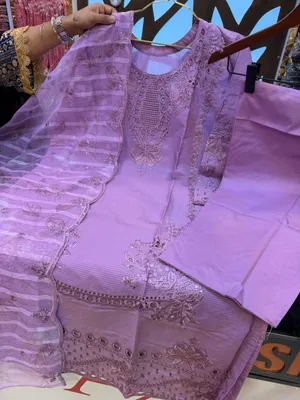 Classic Swizz Lawn Suit with Panel Detailing and Sequence Work