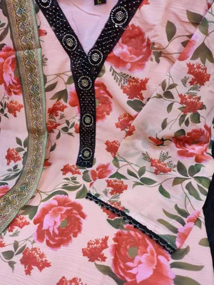 Designer Georgette Palazzo Set with Printed Silk Dupatta