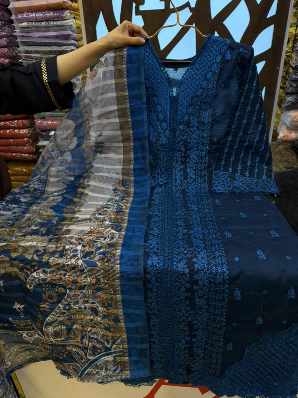 Designer Swizz Lawn Embroidered Palazzo Set