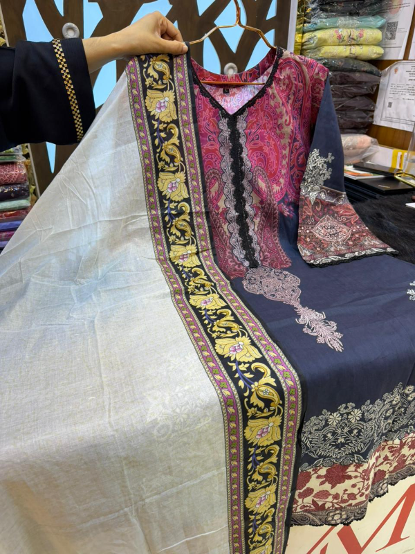 Luxe Swizz Cotton Embroidered Suit Collection