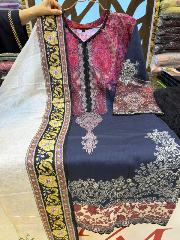 Luxe Swizz Cotton Embroidered Suit Collection