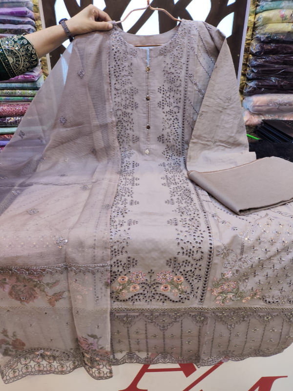 Festive Swizz Lawn Suit with Sequence Dupatta