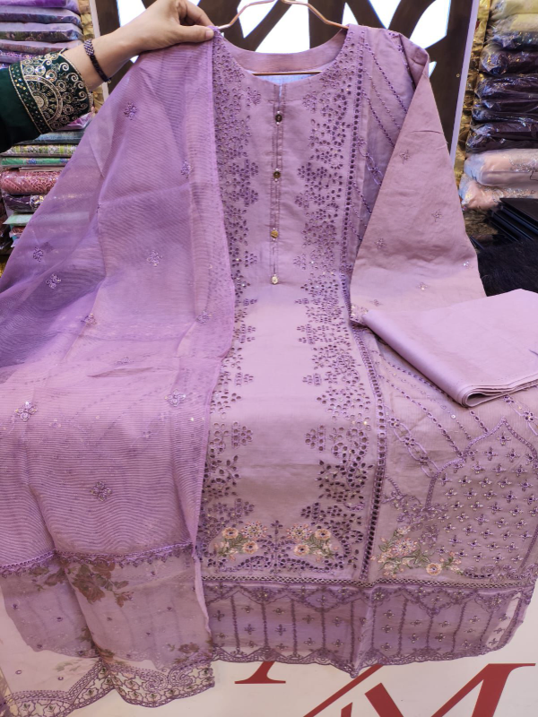Festive Swizz Lawn Suit with Sequence Dupatta