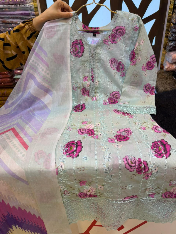 Elegant Swizz Lawn Embroidered Suit Set