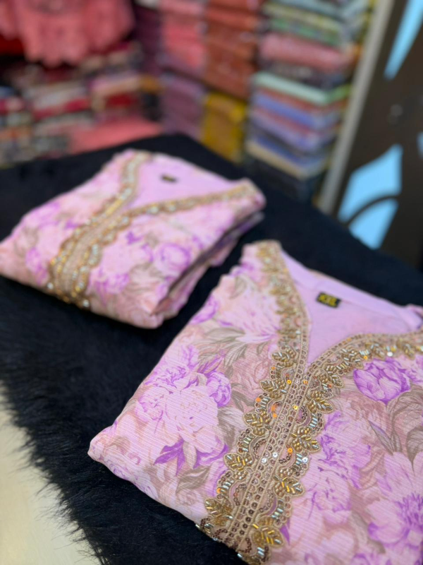Stylish Gold Georgette Festive Salwar Suit