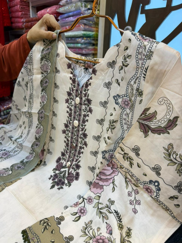 Trendy Swizz Cotton Palazzo Set with Embroidered Sleeve Work