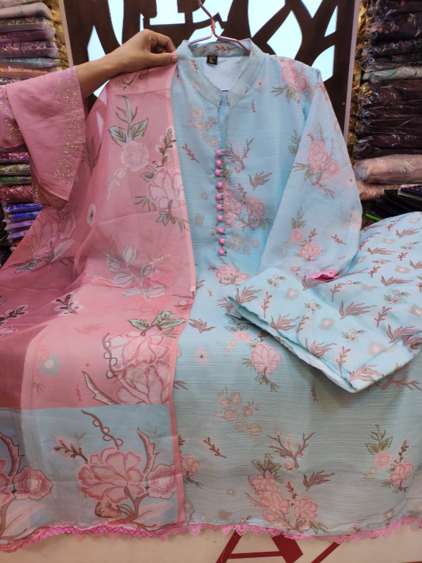 Designer Swizz Cotton Palazzo Set with Coordinated Printed Salwar